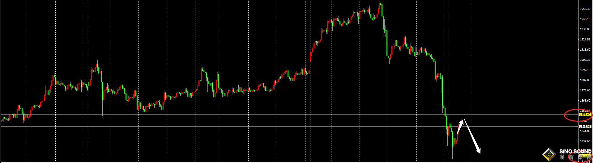 劉建偉:黃金極弱下行,日內反彈看空