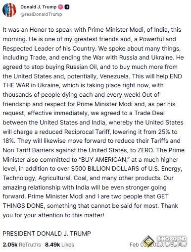 剛剛！特朗普宣佈與這國達成貿易協議 “對等關稅”即刻下調至18%
